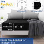 Thread Spread Twin Xl Fitted Sheet Only - 100% Egyptian Cotton 600 Thread Count 16' Deep Pocket Fitted Sheet Twin Xl, Soft Cooling Sateen Weave Bottom Sheet, Fits College Dorm Mattress, Teens - Black