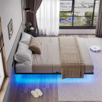 Hasuit Floating Bed Frame Queen Size With Led Lights, Metal Platform Queen Bed, No Box Spring Needed, Easy To Assemble (Queen)