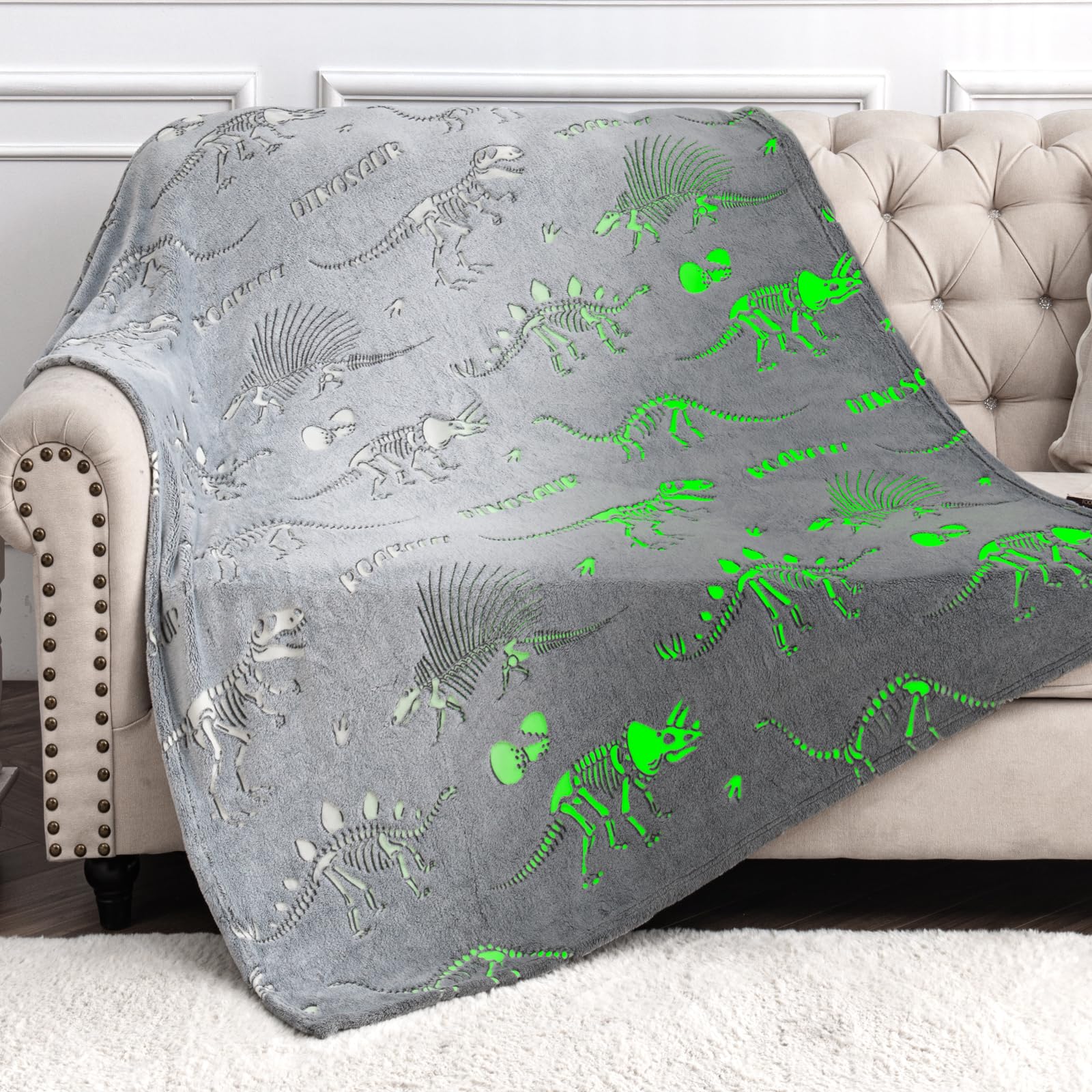 Dinosaur Toys Gifts For Kids Boys - Dino Glow In The Dark Blanket Best Birthday Christmas Valentines Easter Presents For Girls T