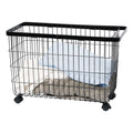 Yamazaki Home Small Rolling Laundry Basket Metal Hamper Cart with Wheels and Handle | Steel, One Size, Black
