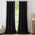 Bulbul Black Curtains 96 Inch Length- Living Room Velvet Blackout Window Drapes Curtains Thermal Insulated Room Darkening Decor