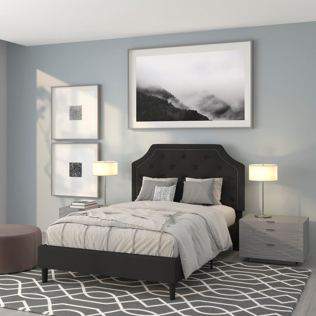 Flash Furniture Brighton Full Size Tufted Upholstered Platform Bed In Black Fabric