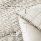Cozylux King Seersucker Comforter Set With Sheets Oatmeal Bed In A Bag 7-Pieces All Season Bedding Sets With Comforter, Pillow Sham, Flat Sheet, Fitted Sheet, Pillowcase