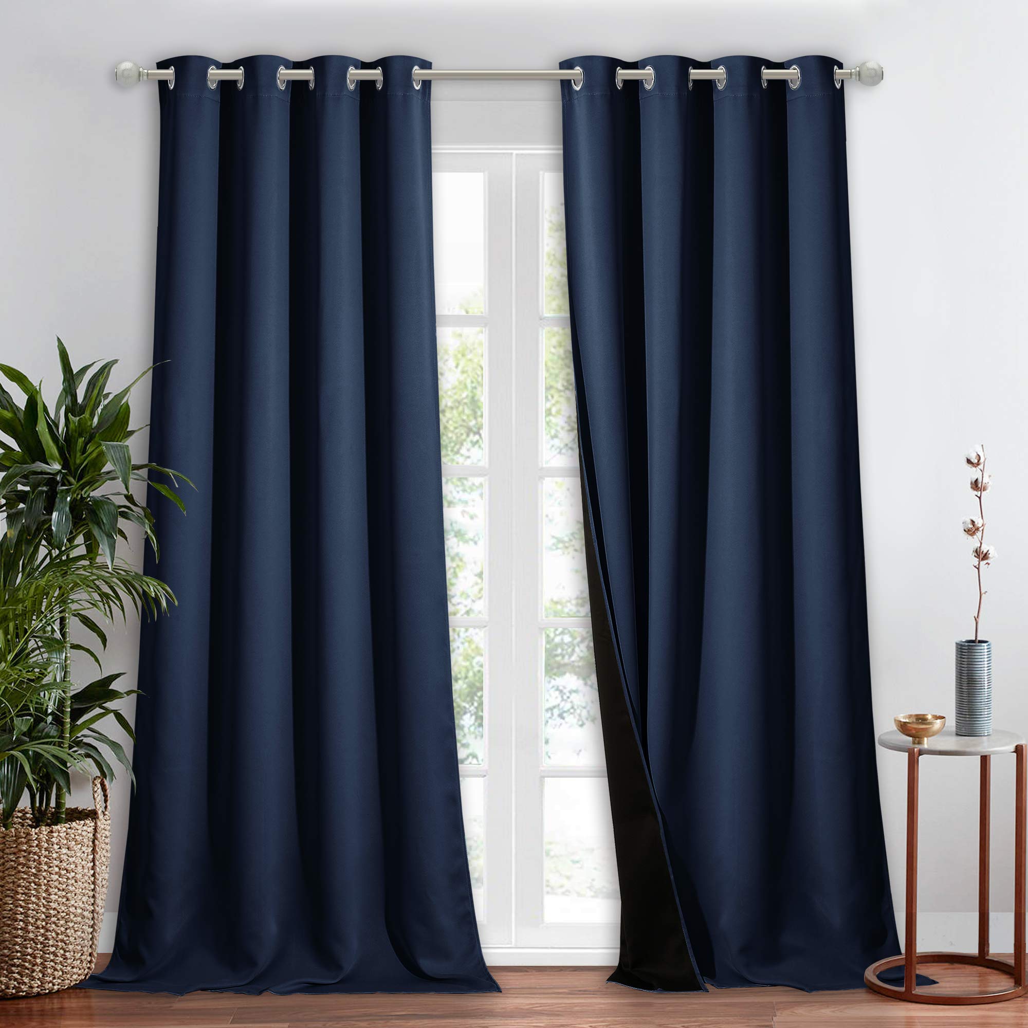 Nicetown 100% Blackout Curtain 108 Inches Long, Noise Reduction Window Treatment Curtain, Thermal Insulated Energy Smart Drape A