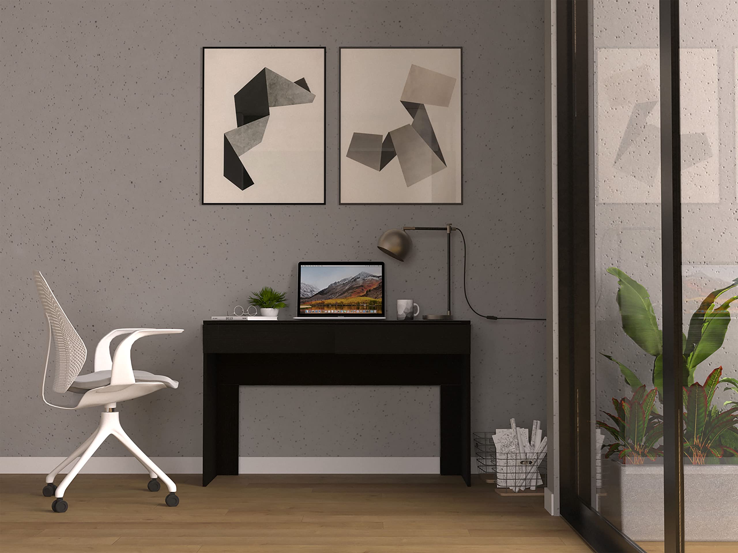 DEPOT E-SHOP Acanto 2 Drawer Writing Computer Desk, 29.5&quot; H, Black, Office