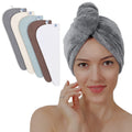 TENSTARS 5 Pack Thicken Microfiber Hair Towel Wrap for Women - Elastic Loop Design - 320GSM Coral Velvet - Quick Dry Hair Turban