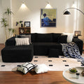 Ovios 104' Cloud Sectional Couch With L-Shape Chaise,Modern Modular Sofa With Deep Seat, Upholstered Couches For Living Room Bedroom,No Assembly Required, Black (Corduroy Fabric)