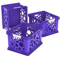Storex Premium File Crate With Molded Handles - Letter And Legal Document And Folder Storage, Purple/White 3-Pack (61754C03C)