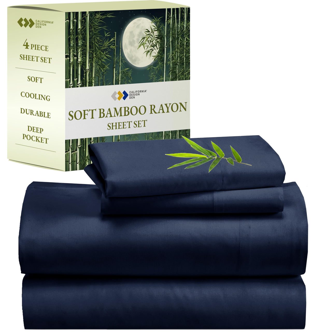 California Design Den Rayon From Bamboo Sheets Set, Cooling Queen Size Bed Luxury Silk Sheets, Bedsheets With Snug Fitted Deep P