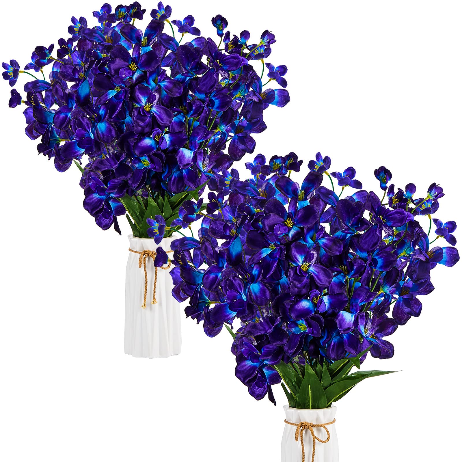 Waydress 27 Inches Artificial Purple Blue Orchid Faux Flowers Purple Orchids Silk Flowers for Wedding Dinning Home Restaurant De