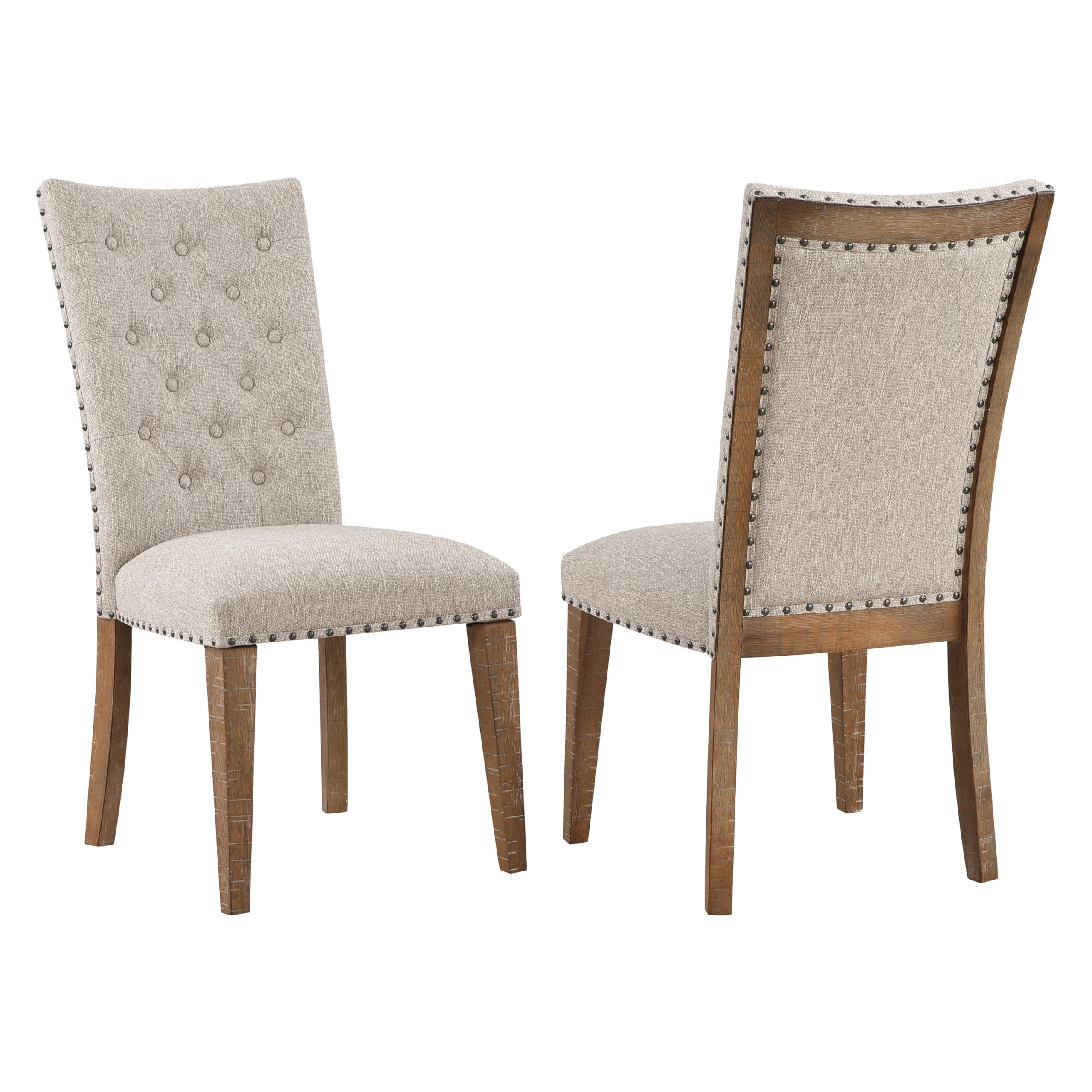 Steve Silver Co Riverdale 7pc Dining Table Set, 64&quot;-80&quot; Rectangular Table w/ 16&quot; Leaf, 6 Riverdale Tifted Upholstered Side Chairs, Dining Room, 64&quot; L x 40&quot; W x 30&quot; H, Brown