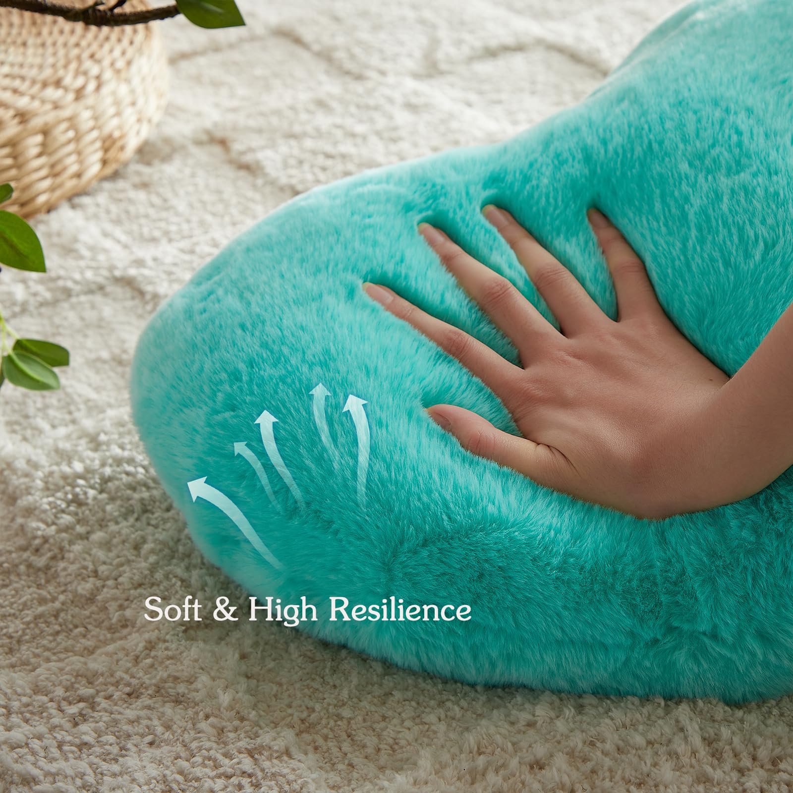 Easttree Heart Pillows, Teal Heart Shaped Pillows, Ultra Soft Extra-Large Fluffy Pillows, Love Throw Pillows Gifts, Women Girls