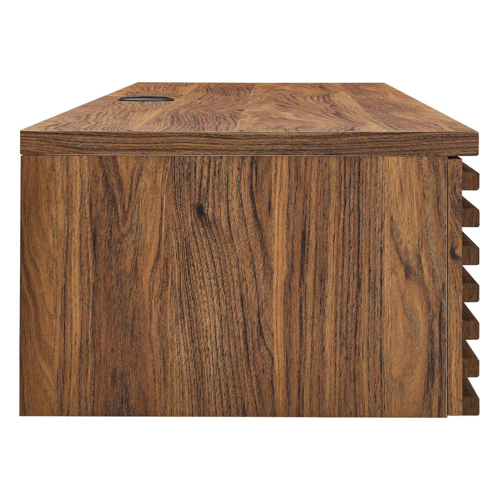 Modway Render Wall Mount Particleboard And Wood Office Desk In Walnut