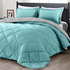 Downluxe Twin Comforter Set - Turquoise And Grey Twin Comforter, Soft Bedding Comforter Sets For All Seasons, Twin Bed Comforter Set - 2 Pieces - 1 Comforter (66'X92') And 1 Pillow Sham(20'X26')