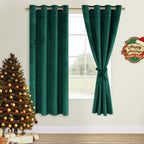 DWCN Velvet Blackout Curtain Panels - Dark Green Bundleable Grommet Top Thermal Insulated Window Treatment Set Home Decor Modern