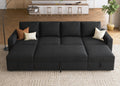 HONBAY Modular Sectional Sleeper Sofa Bed, Velvet Sectional Couch with Pull Out Bed U Shaped Modular Couch with Storage Ottoman 