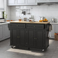 Squireewo 59  Kitchen Cart with Wood Top and Drop Leaf Breakfast Bar, Rolling Mobile Kitchen Island Table on Wheels with Drawer 