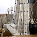 VOGOL Curtains & Drapes 84 Inch Length, 2 Panels Blue Floral and Vines Embroidery Linen Curtain for Bedroom Living Room, Top Gro