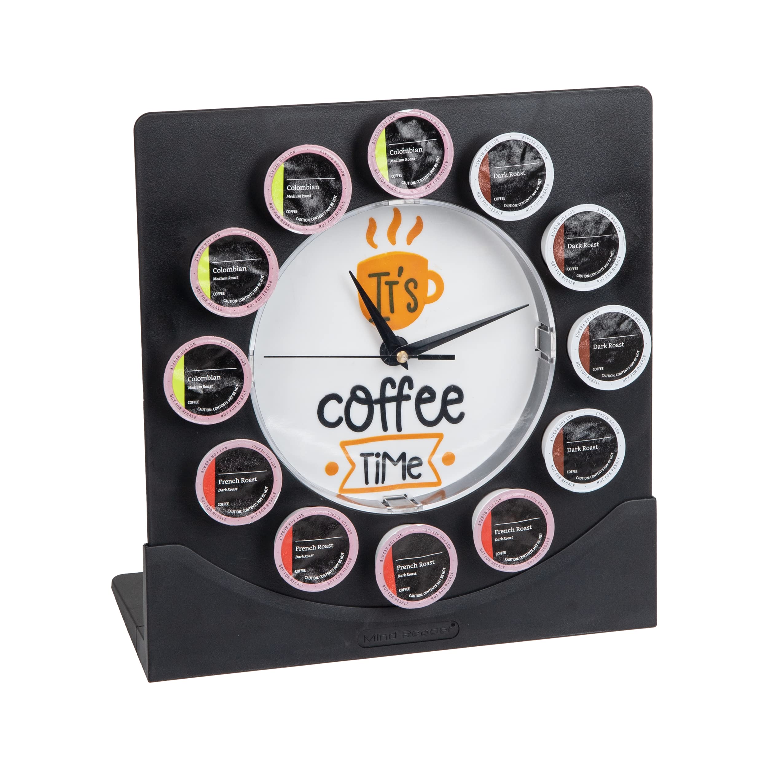 Mind Reader Single Serve Coffee Pod Clock, 12 Pod Capacity, Countertop or Wall Mount, 12.5 L x 4.25 W x 12.25 H, Black