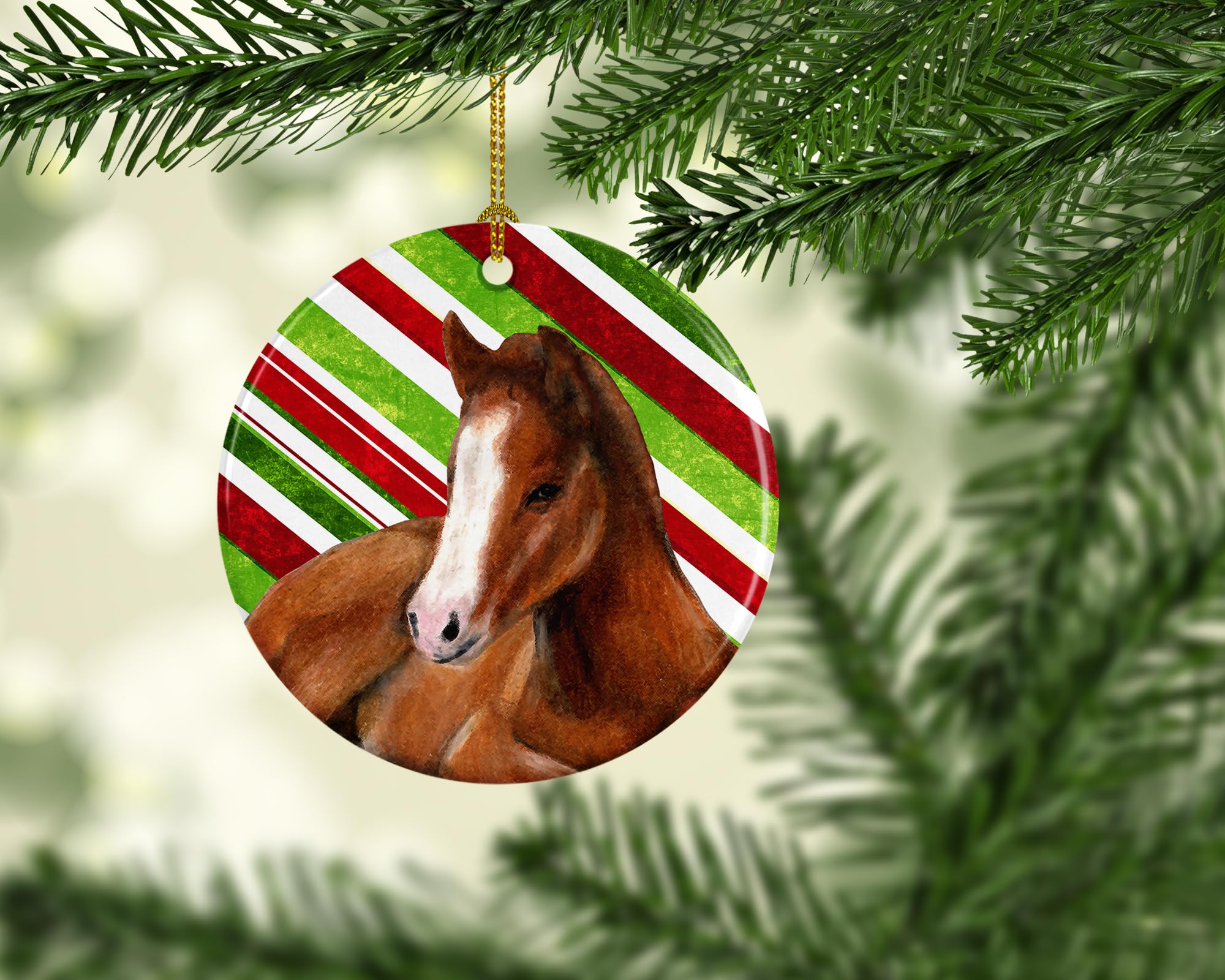 Caroline'S Treasures Horse Foal Candy Cane Holiday Christmas Ceramic Ornament Christmas Tree Hanging Decorations For Home Christ