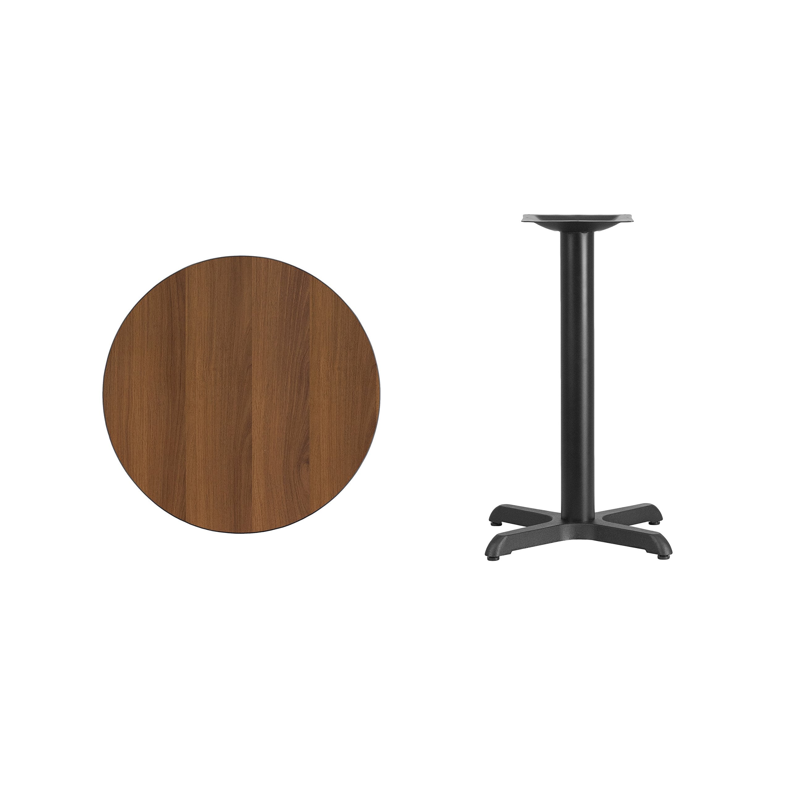 Flash Furniture 24'' Round Walnut Laminate Table Top With 22'' X 22'' Table Height Base