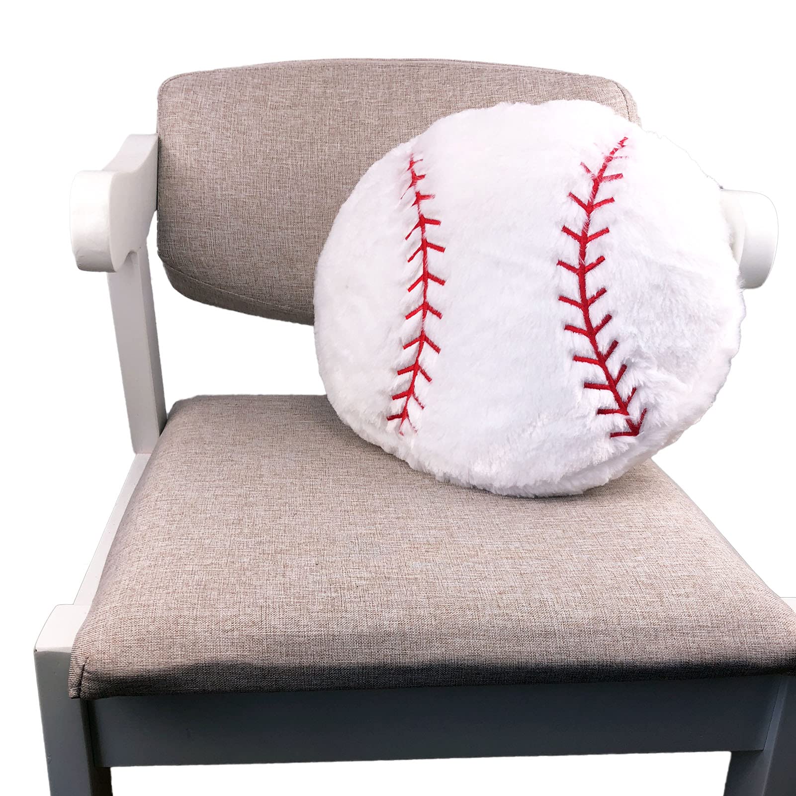Choronmo Baseball Pillow Fluffy Baseball Plush Pillow Baseball Throw Pillow Soft Stuffed Baseball Plush Pillow Toy Durable Round