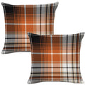 Aofanggo Fall Pillow Covers 16X16 Set Of 2 Autumn Decorative Black Orange Seamless Plaids Check Throw Pillow Cases Cushion Cover