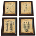 Framed Golf Patent Art Prints - 14 in X 17 in Finished Size (4 set (Ball Tee Club Bag))