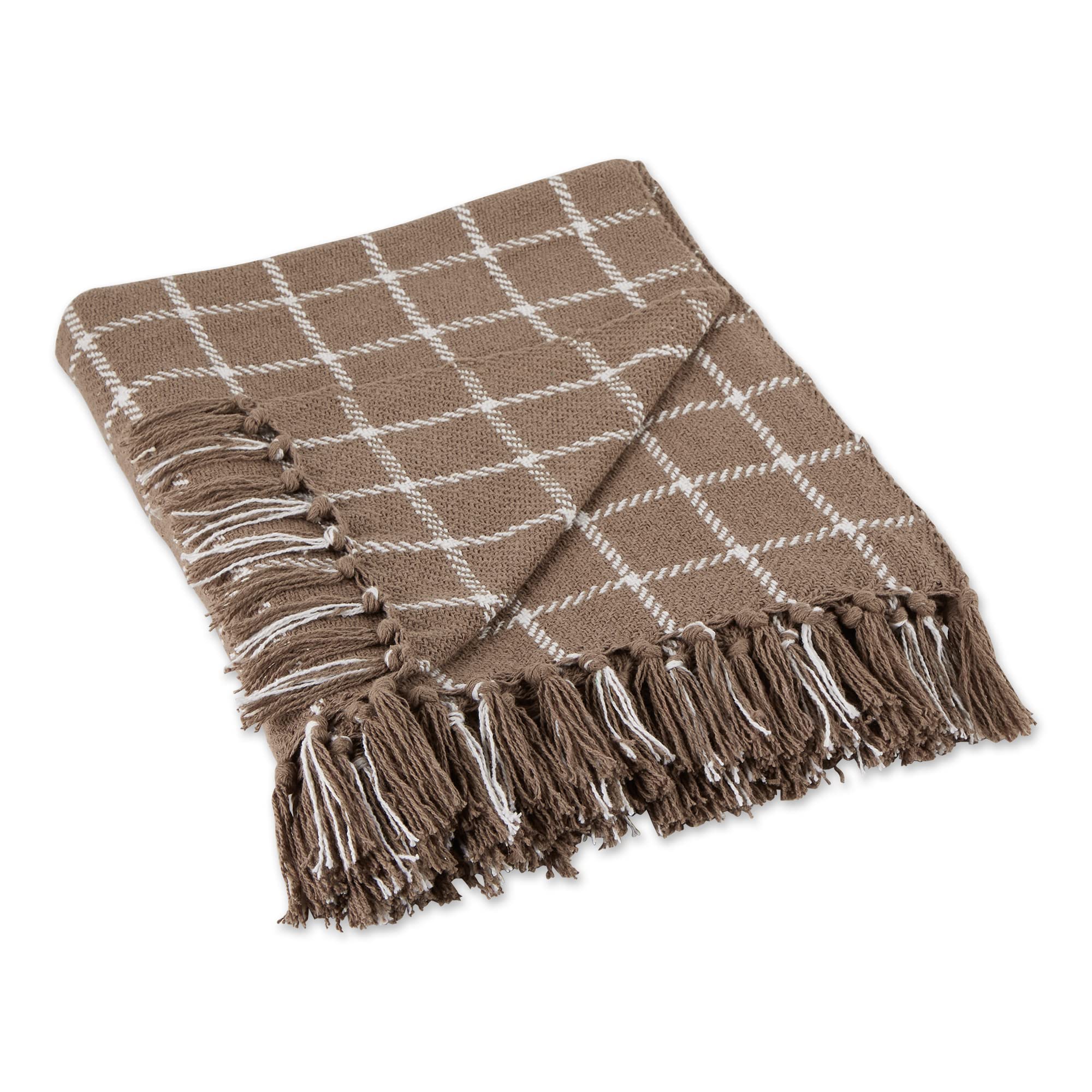 Dii Transitional Checked Plaid Woven Throw, 50X60, Brown