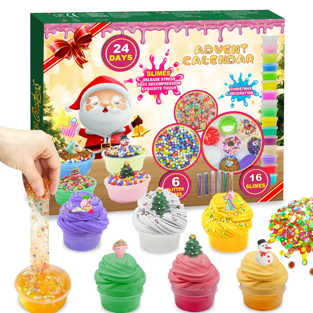 Myouth Advent Calendar 2024 Christmas 24 Days Countdown Calendar DIY Slime Making Kit Xmas Gift for Toddler Kids Teens Girls 4 5