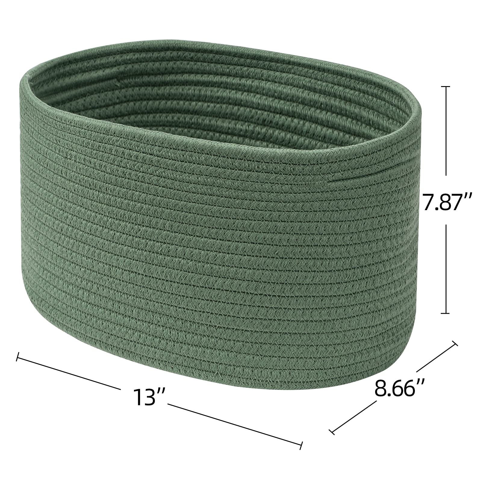 Cubesland Woven Basket For Organizing/Storage,Cube Shelf Closet Storage Baskets Bins Set 3,Green Basket For Shelves Cotton Rope