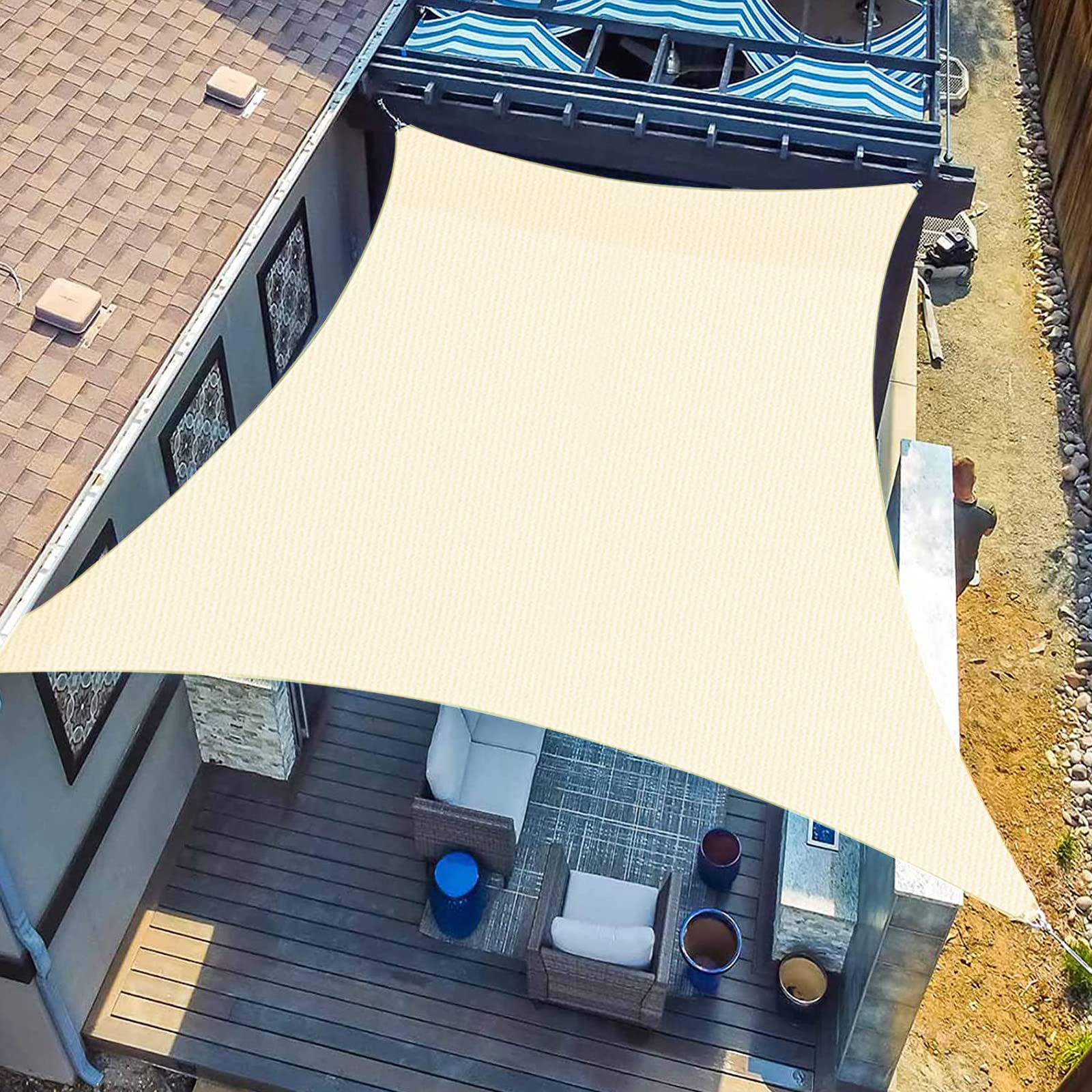 Sunlax Sun Shade Sail,13'X20' Beige Rectangle Canopy Shades For Outdoor Patio Pergola Cover Sunshade Sails Uv Blocking Canovas C
