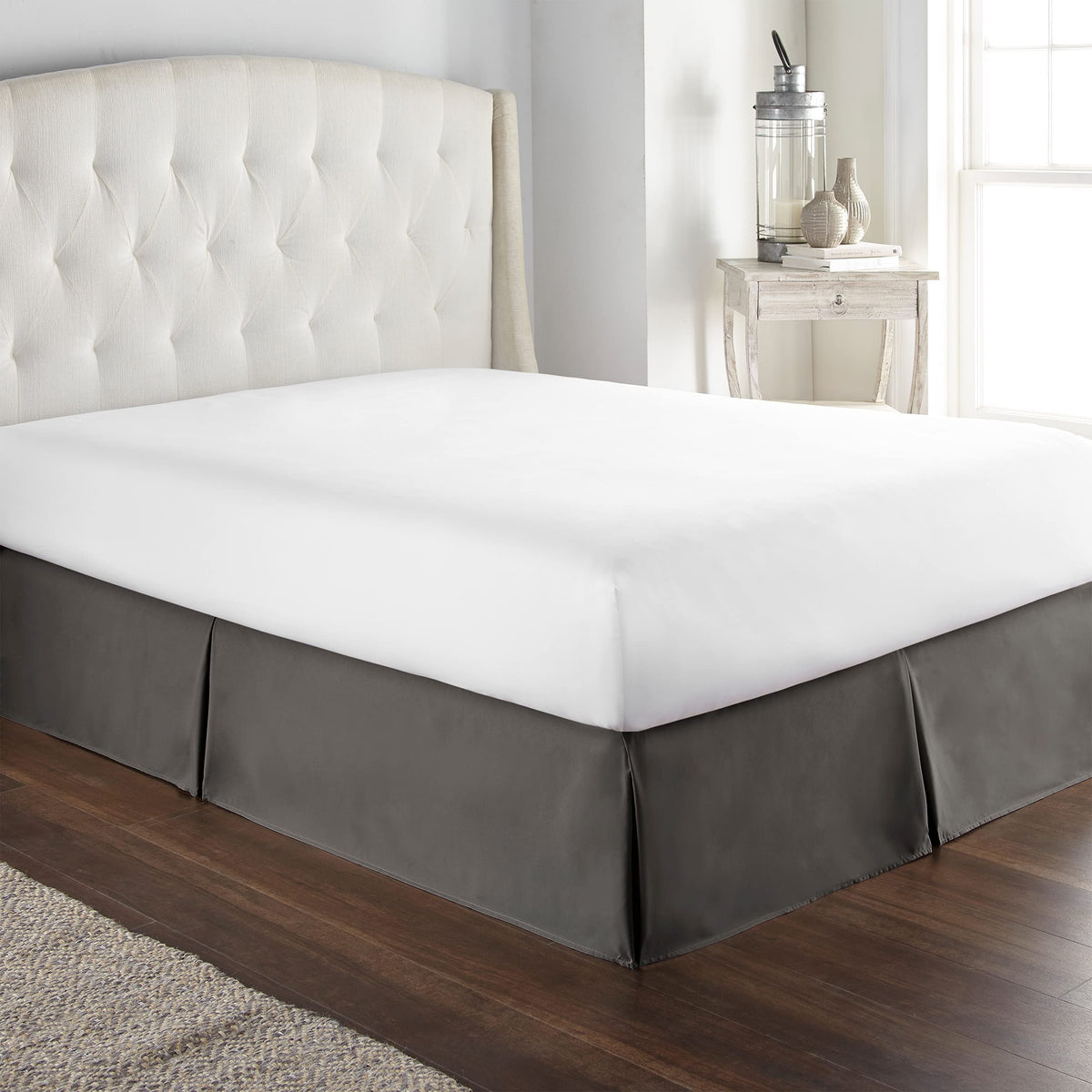 Hc Collection Bed Skirt, Soft Microfiber Box Spring Cover, Bed Skirting Full Size, 14' Inch Drop, Wrinkle & Fade Resistant - Gr