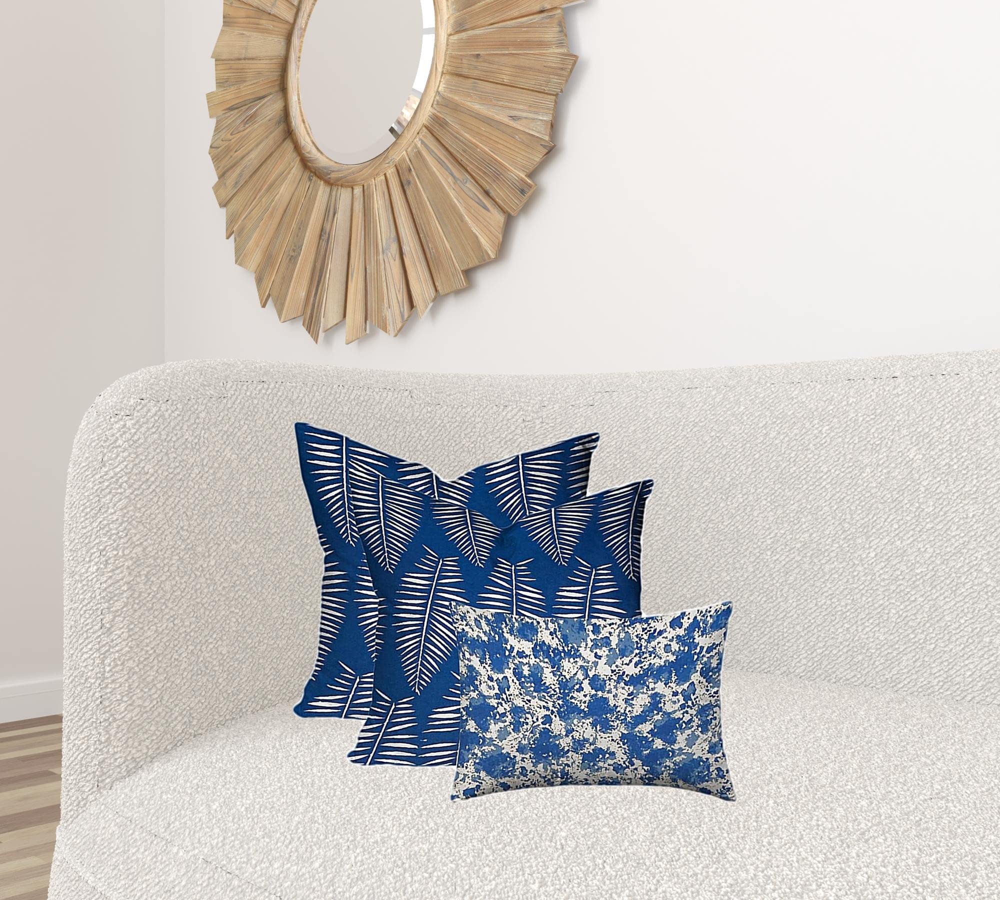 HomeRoots 100% Polyester Set of Three 20x20 Blue and White Blown Seam Polyester Coastal Throw Pillows
