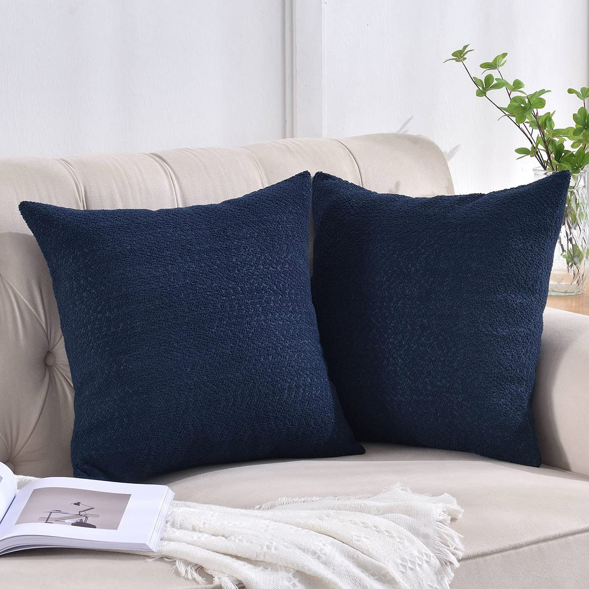 Rythome Set Of 2 Cozy Boucle-Like Textured Throw Pillow Covers, Decorative Elegant Accent Pillow Cases For Couch Bed And Living