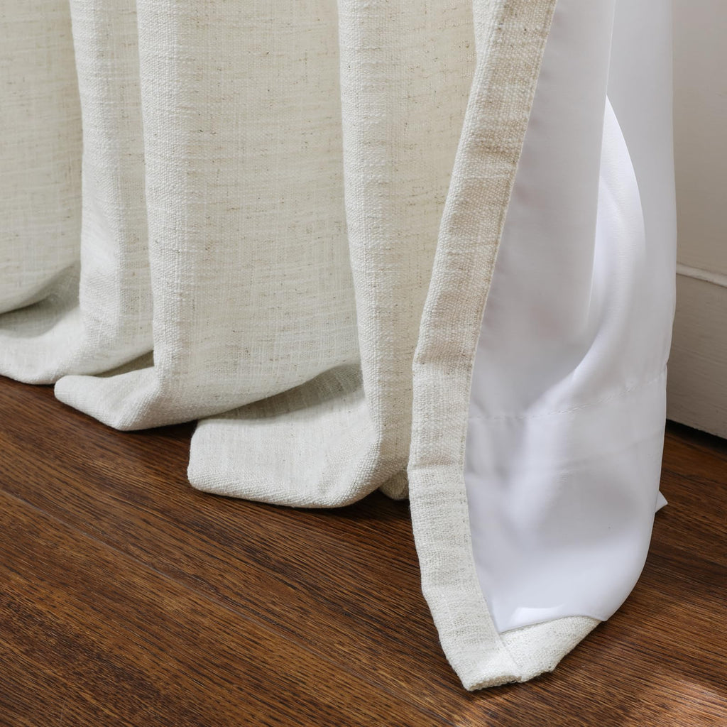 Twopages Double Layer Lined Pinch Pleated Curtain Ivory White Linen Blend Light Filtering Room Darkening Curtain For Kitchen, Wi