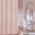 Extra Long Pink Boho Shower Curtain With White Tassel, Woven Fabric 84 In Shower Curtain, Tufted Chevron Striped, 72 X 84, Moder