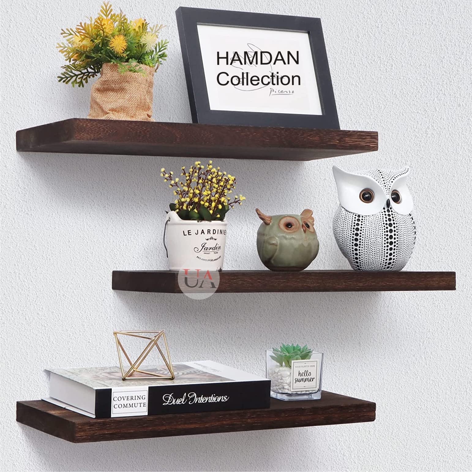 Hamdan Collection Wood Shelves For Wall Storage, Wall Mounted Wooden Display Shelf For Bathroom Bedroom Living Room Hall Way Din