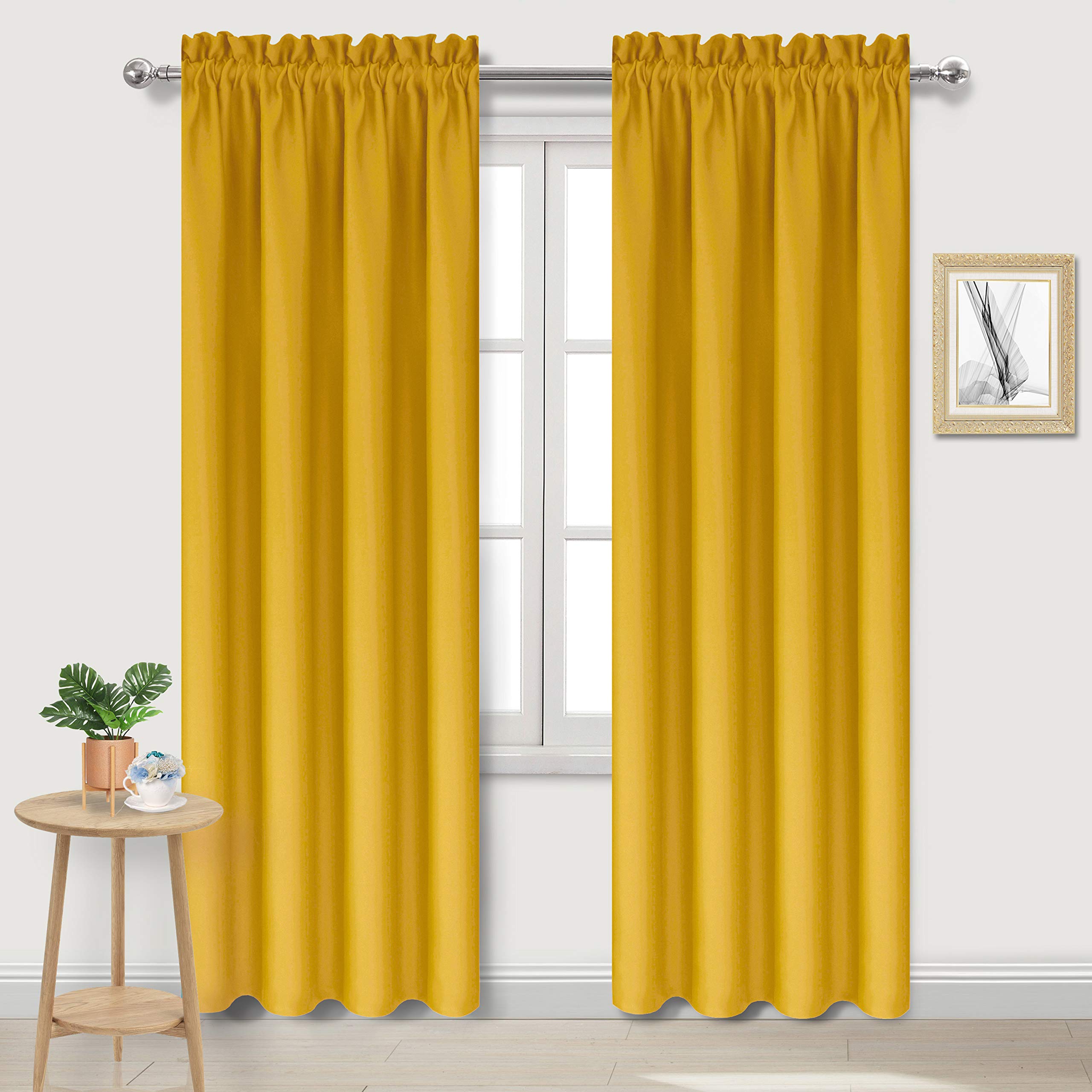 Dwcn Blackout Curtains Room Darkening Thermal Insulated Bedroom Curtains Window Curtain Panels, 38 X 84 Inches Long, Set Of 2 Ye