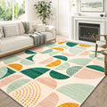 MUJOO Green Washable Rugs 8x10,Boho Area Rugs for Living Room Bedroom,Large Throw Floor Carpet Non Slip Soft Modern Abstract Sag