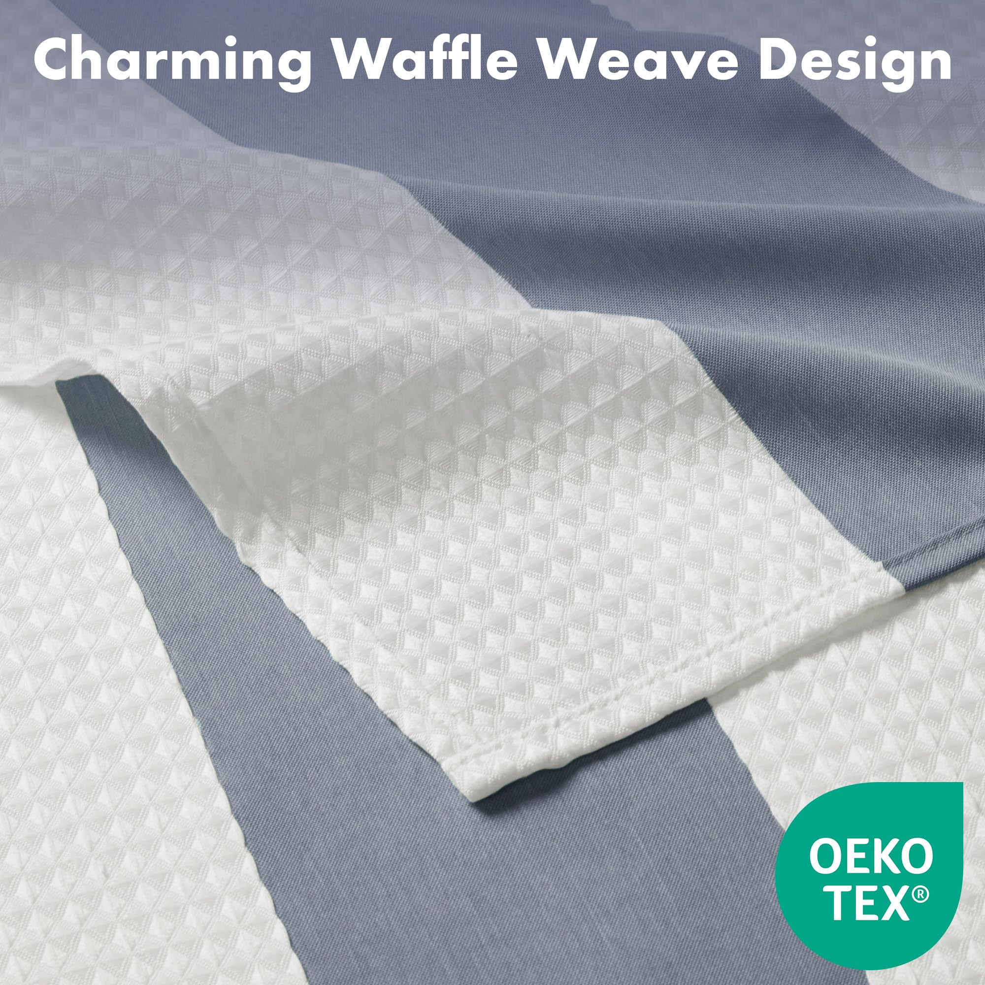 Madison Park Spa Waffle Shower Curtain Pieced Fabric With 3M Scotchgard Moisture Management, Premium Spa Quality Modern Shower Curtains For Bathroom, Standard 72X72, Indigo Blue