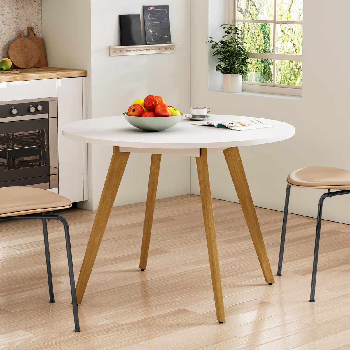 Comfy To Go Dining Table, Kitchen Table With Soild Wooden Legs Mid Century Modern Table For Dinning Room, Living Room (31.5' W