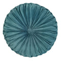 Elero Round Throw Pillow Velvet Home Decoration Pleated Round Pillow Cushion For Couch Chair Bed Car Lake Blue