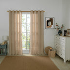 Quemas Linen Curtains For Living Room 84 Inch Length 2 Panels, Light Filtering Thick Burlap Window Curtains For Bedroom Privacy,