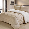Cathay Home King Comforter Set: Ultra Soft And Plush Reversible Micromink And Sherpa 3-Piece Bedding Set, Carmel, King (102' X
