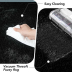 Shag Rugs 8X10 Living Room: Shag Area Rug For Bedroom - Black Large Fluffy Soft Carpet (Black, 8X10 Feet)