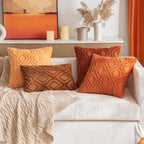 Miulee Bright Orange Throw Pillow Covers 20X20 Inch, Soft Winter Plush Faux Wool Couch Pillow Covers Set Of 2 Decorative Farmhouse Boho Throw Pillows For Sofa Living Room Bed