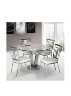 Armen Living Cleo Dining Table with Clear Glass and Brushed Stainless Steel Finish