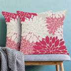 Cxmeifly Hot Pink White Summer Outdoor Pillow Covers 18X18 Inch Set Of 2 Blush Pink Dahlia Floral Decor Throw Pillows Modern Geo