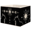 JWYNB Witchy Celestial Black Cat Storage Bins Box, Mystical Moon Phase Gothic Black Cat Foldable Storage Organizer Basket with H